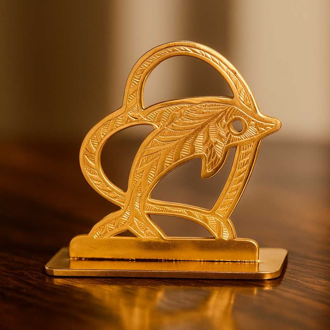 Decorative Car Dashboard Dolphin Ornament, Gold-Plated Finish in Brass - Image 2