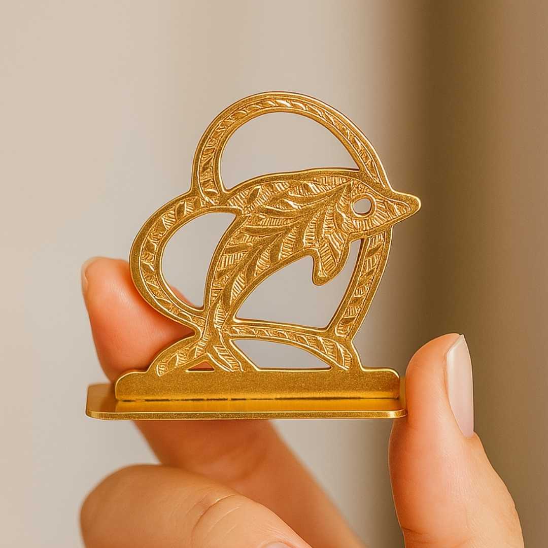 Decorative Car Dashboard Dolphin Ornament, Gold-Plated Finish in Brass - Image 3