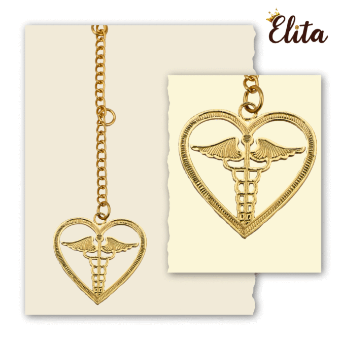 Heart Rearview Mirror Car Hanging Charm, Gold Color Chain Pendant, Gold-Plated Finish in Brass - Image 2