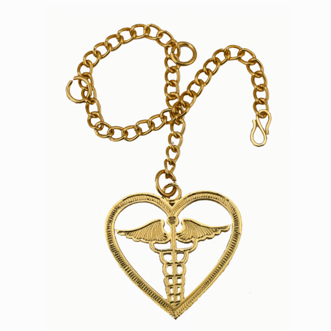 Heart Rearview Mirror Car Hanging Charm, Gold Color Chain Pendant, Gold-Plated Finish in Brass - Image 4