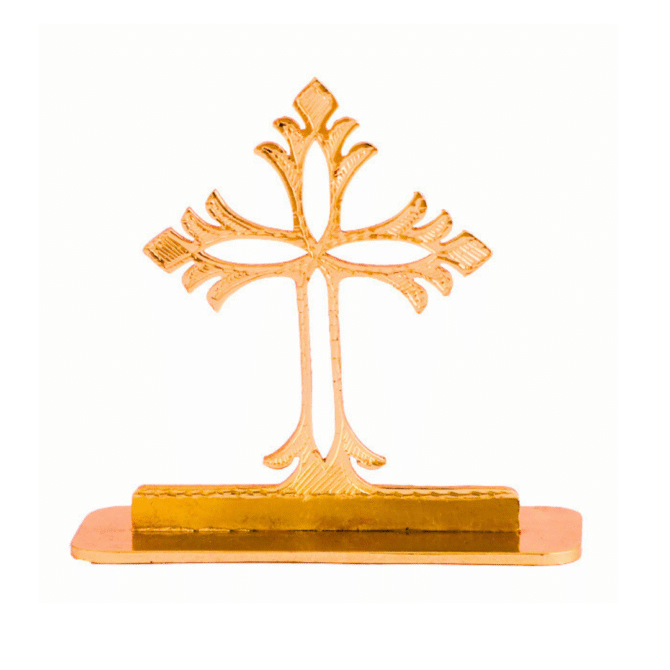Gold-Plated Finish in Brass Cross Car Dashboard Decorative Figurine, 6 cm, Modern Style, Brass - Image 4