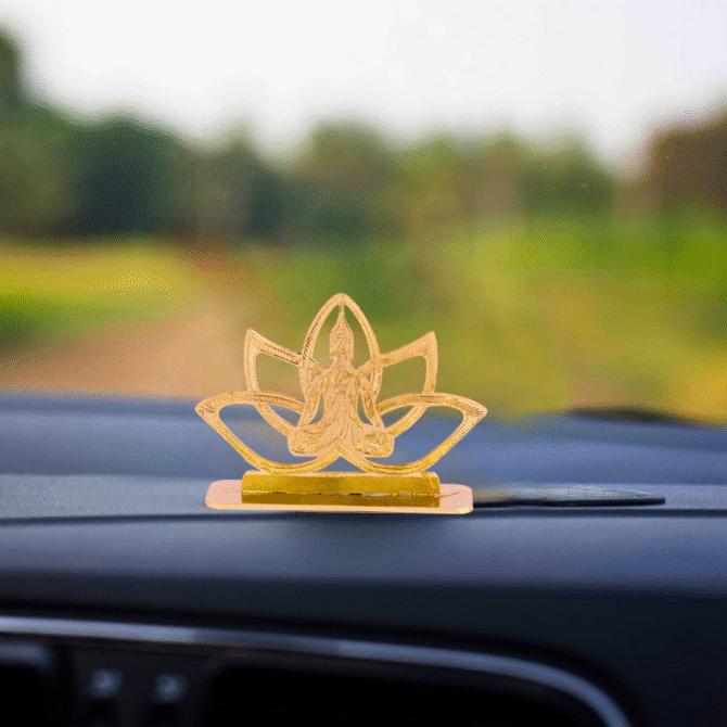 Elita Buddha Design Car Dashboard Decorative Figurine, Gold-Plated Finish Brass, 6 cm - Image 2