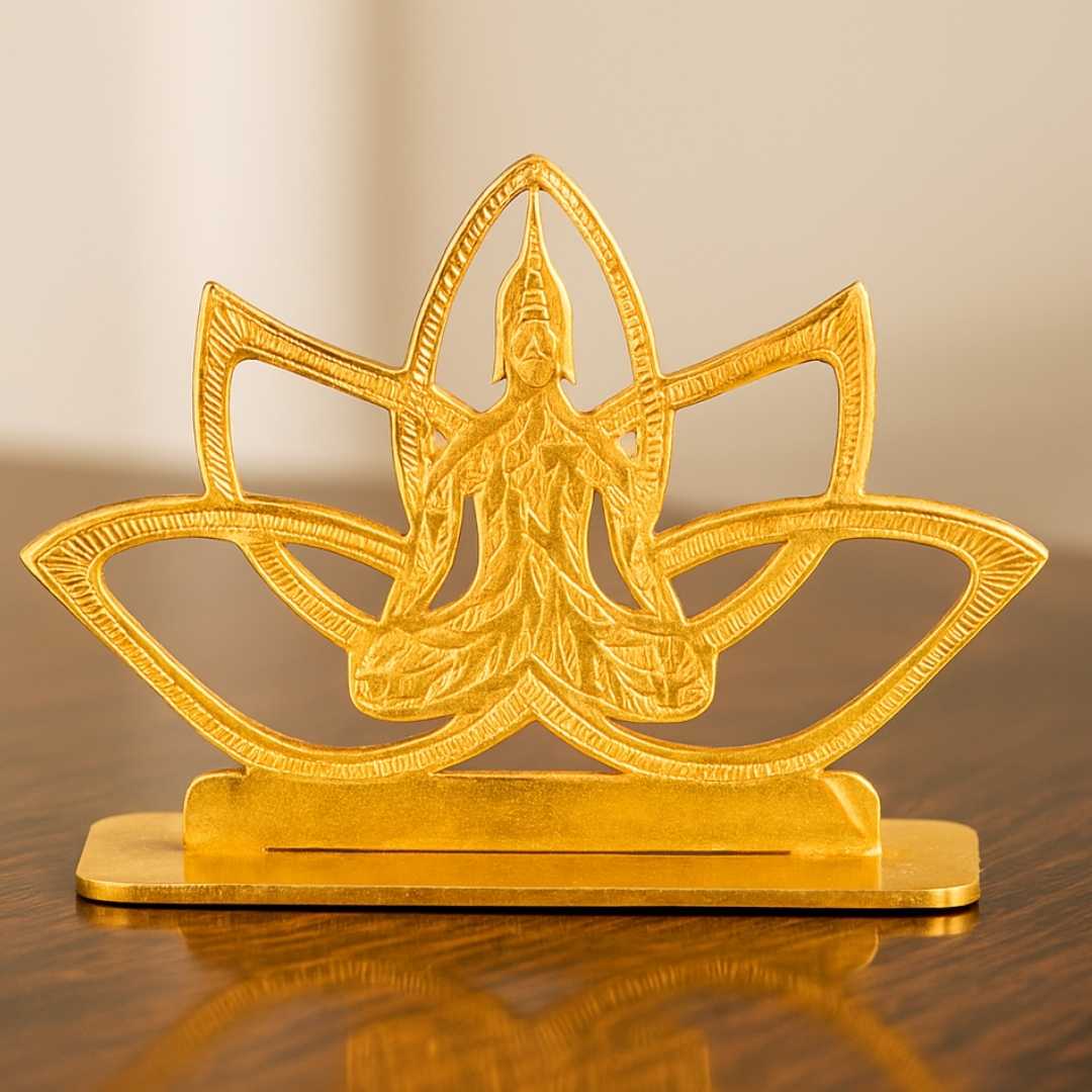 Elita Buddha Design Car Dashboard Decorative Figurine, Gold-Plated Finish Brass, 6 cm - Image 2