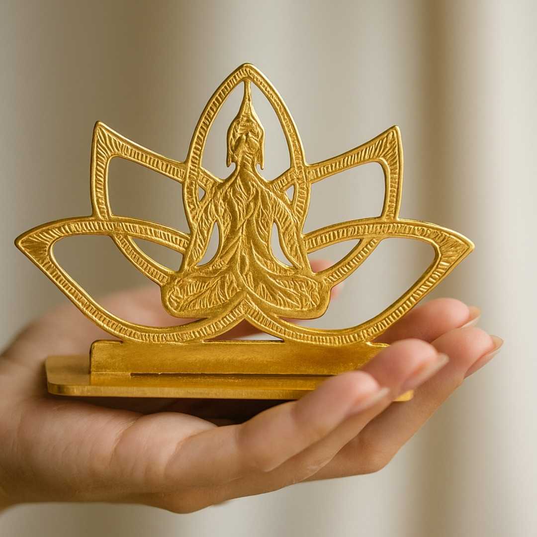 Elita Buddha Design Car Dashboard Decorative Figurine, Gold-Plated Finish Brass, 6 cm - Image 3